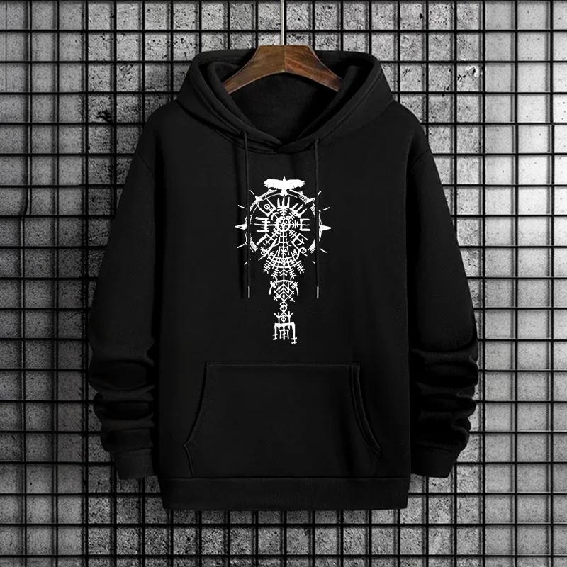 New Fashion Man Hoodie 2025 Urban Streetwear Trendy Hooded Sweatshirt Male Ancient Raven Style Casual Hoody Autumn Winter