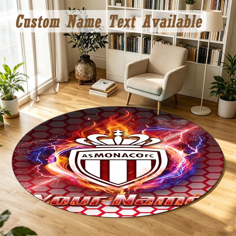 Round Rug Custom NameMonaco FC Pattern Non Slip Carpet Home Floor Decor