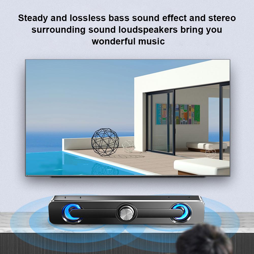 V-111 Computer Spker USB Wired Powerful Bar Stereo Subwoofer Bass Spker Surround Sound Box for PC Laptop Phone Tablet MP3 MP4
