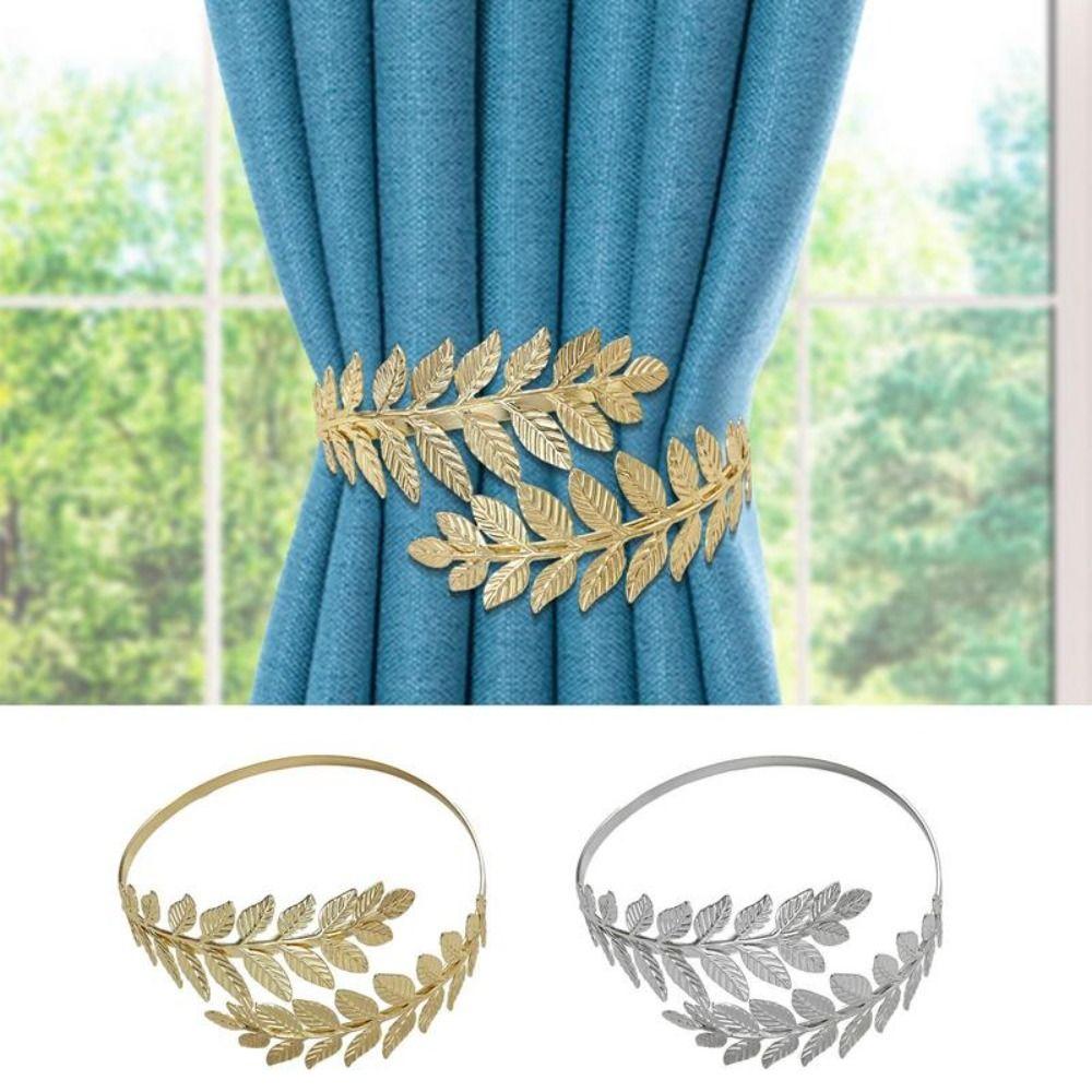 New Leaf Shape Metal Curtain Tiebacks Adjustable Clip Vintage Style Curtain Pull Hook Buckle Clip Curtains Tie Holder Home Decor