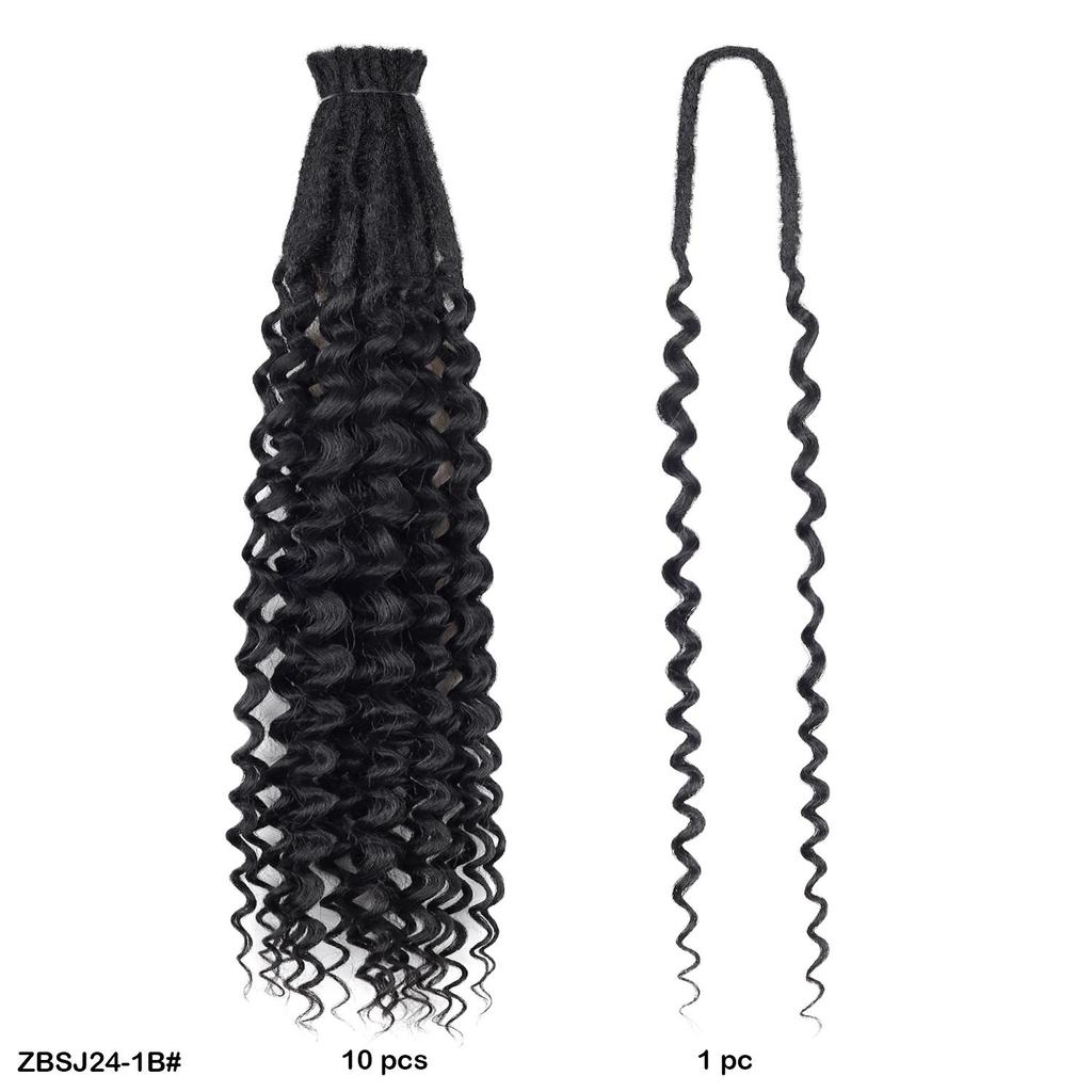 10pcs/lot Crochet Hair Afro Braiding Hair Extension 24Inch Crochet Box Braids Straight To Curly Ends Hair Synthetic Black Braids For Women
