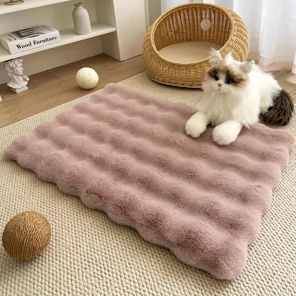 Plush Bubble Fleece Pet Mat Winter Warm Pet Cotton Pad Non-Slip Cats Mat Dogs Soft Comfortable Solid Color Dogs Mat Pet Supplies