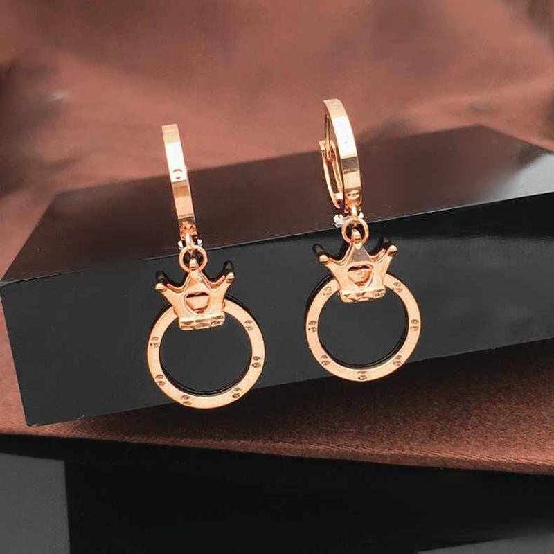 Фиолетовые Золотые Блестящие Наушники Женские Покрытые Розовым Золотом Изысканные Длинные Серьги Тренд