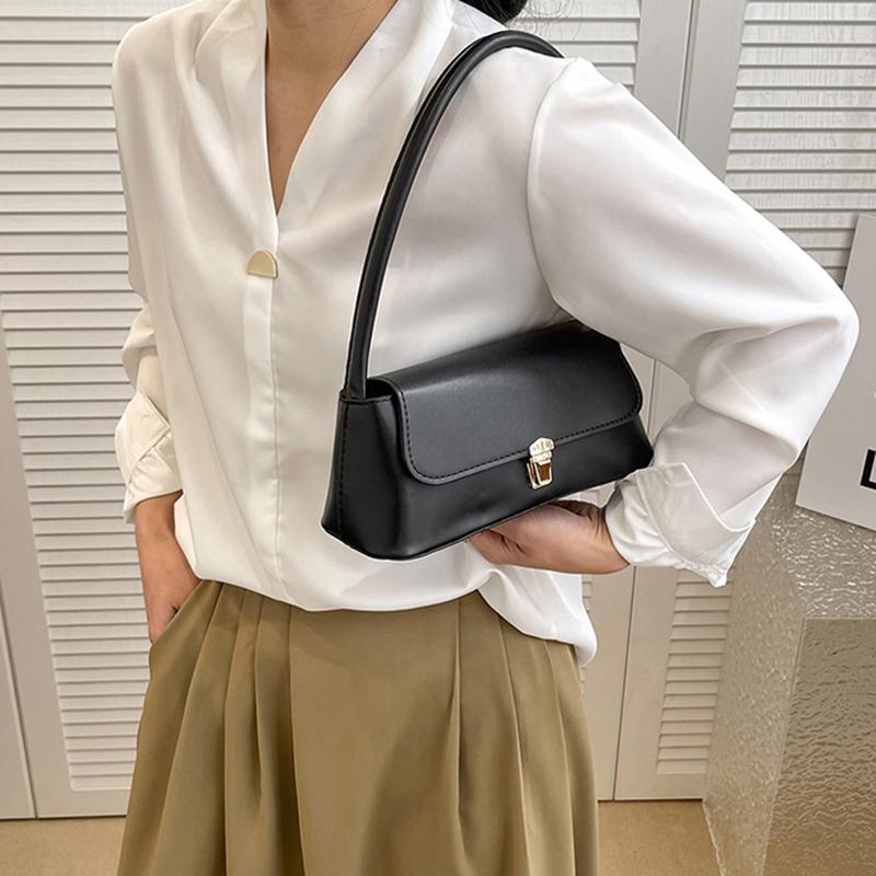 Women Retro Tote Bag Trendy Vintage Underarm Bag Portable Casual PU Leather Solid Color Simple Mountaineering Bag Christmas Gift