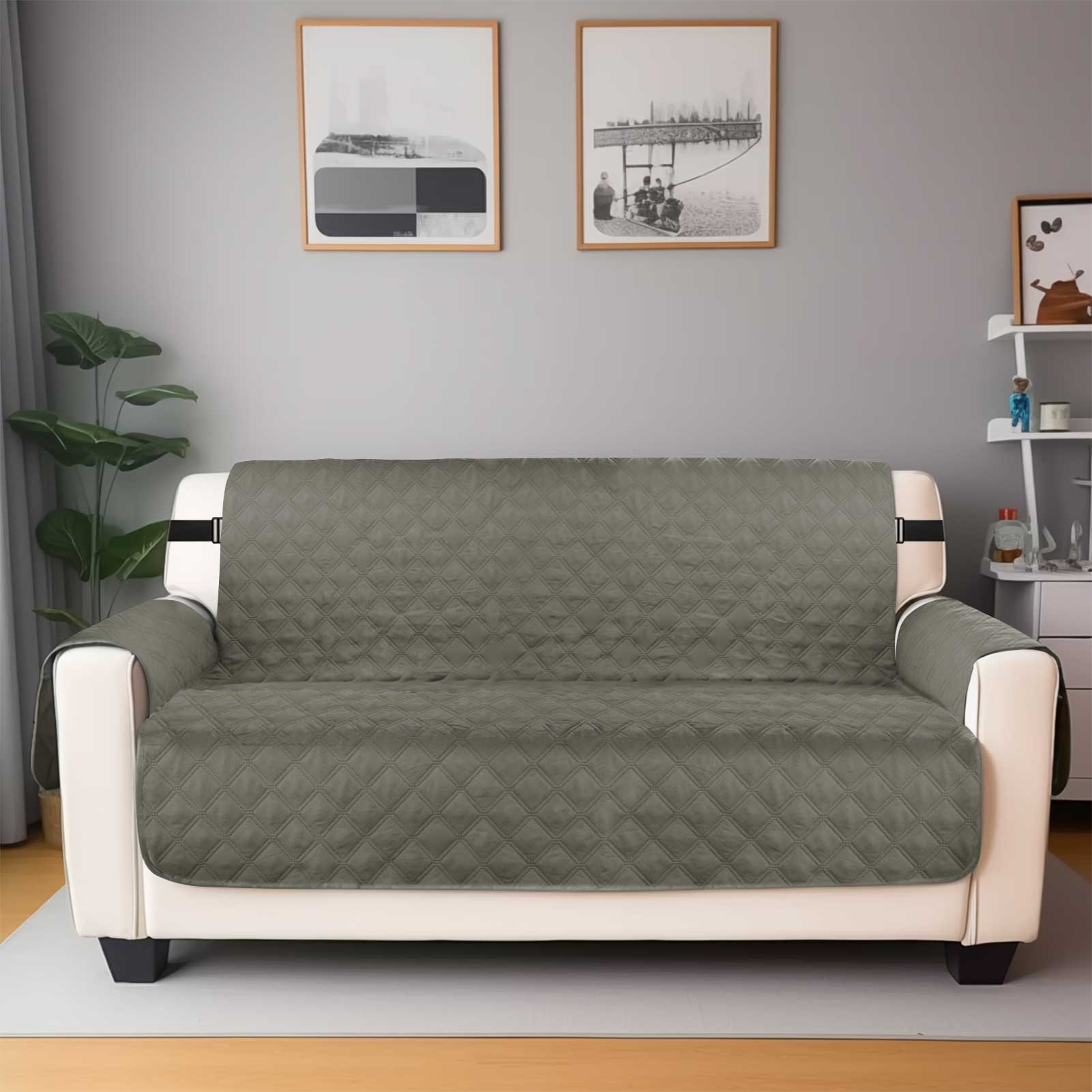

Waterproof Sofa Covers Anti-Slip Sofa Slipcovers with Side Pockets & Elastic Straps 1/2/3/4 Seater Sofa Protector for Dogs Cats 1 Seater
