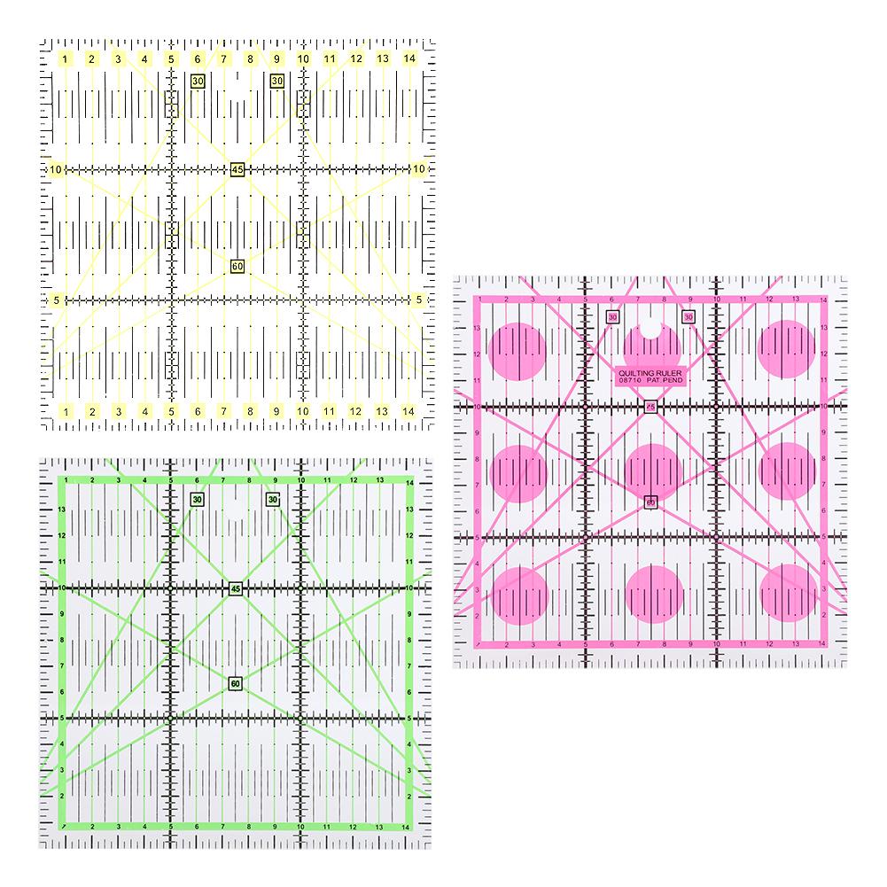 3pcs Clothes Sewing Quilting Ruler DIY Stitching Measuring Drawing Ruler 15 x 15cm