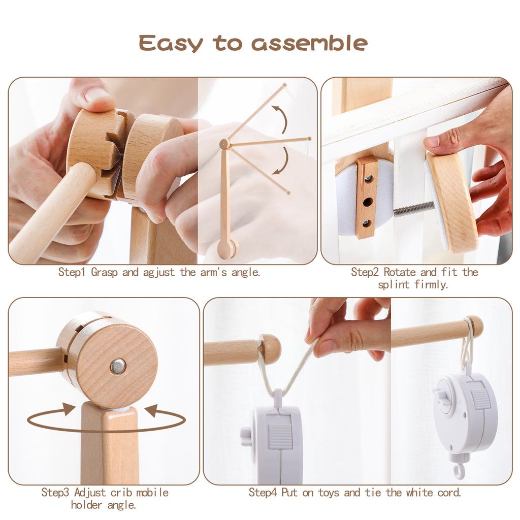 Baby Wooden Bracket Bed Bell 0 6 Months Toy Bracket Accessories Hanging Bracket Soft Mobile On The Bed Baby Room Decoration Crib