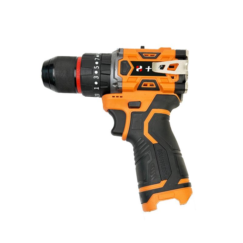 Orange-Black Handheld Brushless Lithium Impact Drill - Ten-section, Multi-functional Electric Drill with Steel Cannon Technology