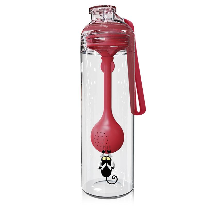 Student Tea Water Separation Water Cup with Spoon Gift Sports Bottle Plastic Water Cup