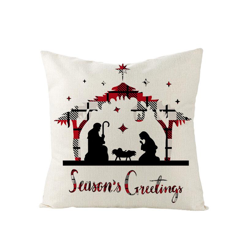 Plaid Christmas Pillowcase Red and Black Plaid Polyester Print Home Cushion Living Room Sofa Bedroom Cushion