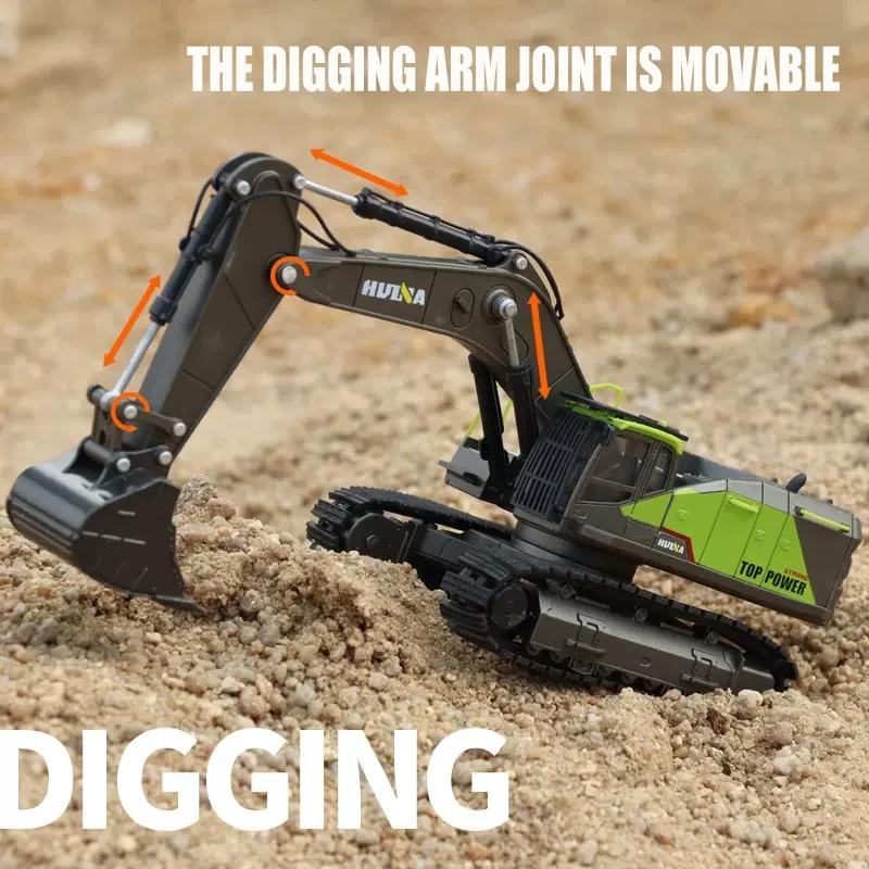 HUINA Excavator Model Car Toy 1/50 1721 Metal Alloy Diecast Static Model Truck Crawler Engineering Vehicle Collection Boy Kids