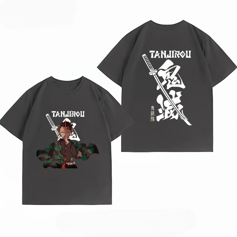 Demon Slayer Tanjiro Kamado Print T-shirt Casual Short Sleeve Cotton Anime Streetwear T-shirt Unisex