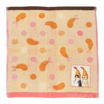 Marushin Mofusand Mini Hand or Handkerchief with Dot Antibacterial and Perfect As a Gift for Birthdays Towel, Towel, Ebi-nyan Design, 100% Cotton,