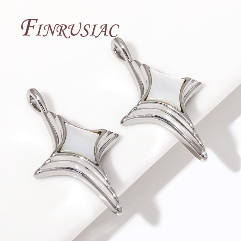 Fashion Star Charms For Necklace 18K Real Gold Plated Brass With Shell Pendants For Jewelry Making DIY Earring Accessories