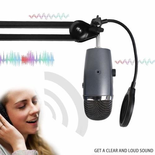 Yeti Nano Microphone Pop Filter - 4-Inch Triple-Layer Windscreen with Flexible 360 Gooseneck Clip for Blue Yeti Nano Microphone To Improve Sound Qual