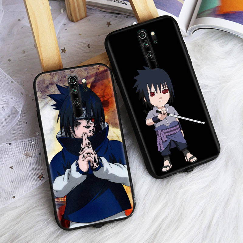 Black Case for iPhone 16 15 Plus 14 13 12 11 Pro 8 6 SE XR XS Max P30 Nova 5T Y5P Y6 Y7 Y8P Y9 Realme C30 C33 C31 W-80 Naruto Uchiha Sasuke