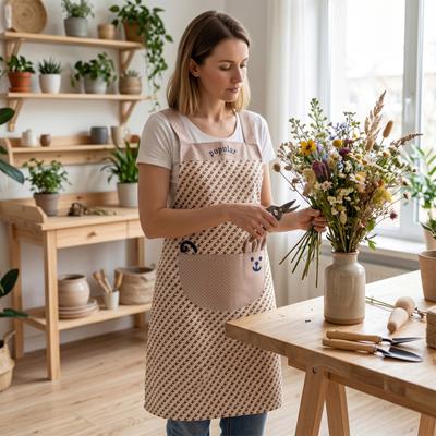 Plaid Bib Apron with Rabbit Embroidery Pocket Waterproof Oil-Proof Kitchen Apron for Cooking Baking Breathable Adjustable Stain Proof Chef Apron