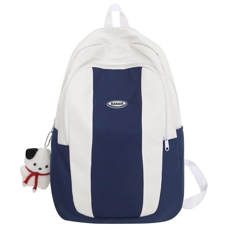 New schoolbag contrasting color casual middle school student backpack simple and lightweight college student couple class backpack