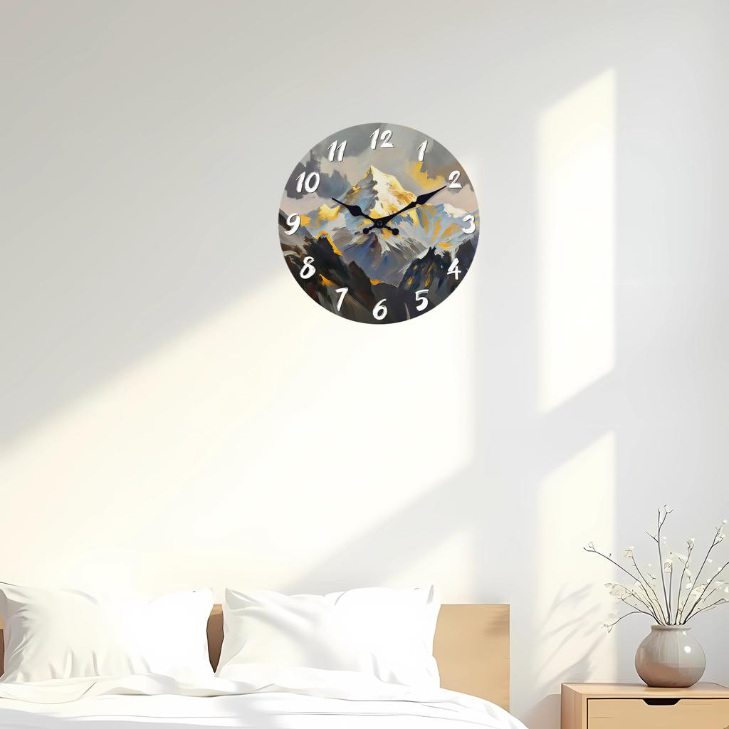 High-Quality Mountain High-Quality Scenery High-Quality Oil High-Quality Painting High-Quality Wooden High-Quality Wall High-Quality Clock