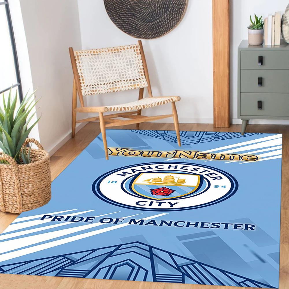 Manchester City 50 Personalized Name Floor Mat Design for Bedrooms Playrooms Kitchen Study room Anti-slip Rug Decorate Offices