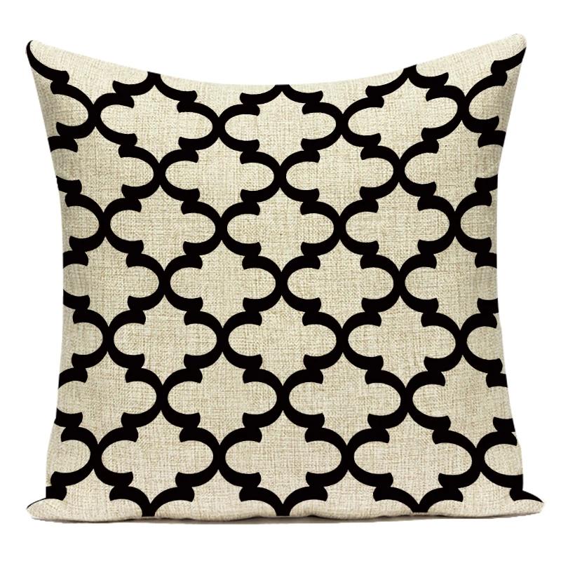 Czarny Biały Prosty Geometryczny Pasek Linia Dekoracyjna Poduszka Poliester Sofa Wystrój Domu Poszewka na Poduszkę do Salonu Poszewka