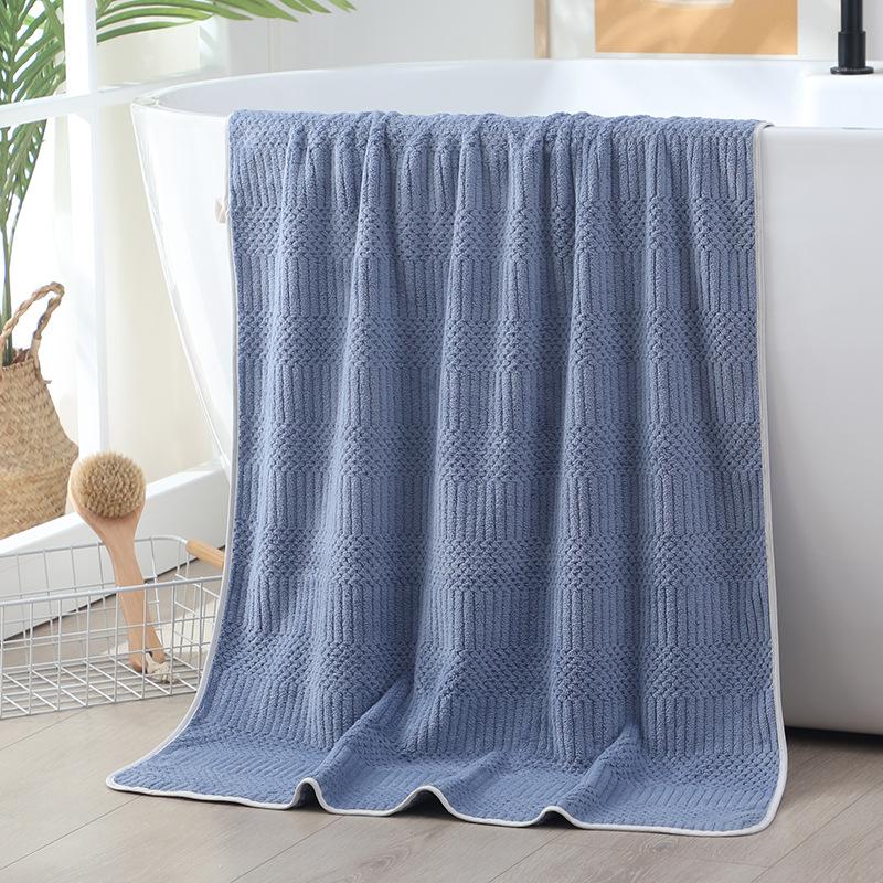 Thickened Coral Fleece Bath Towel Plaid Adult Thickened Large Towel Swimming Towel Soft Absorbent Towel