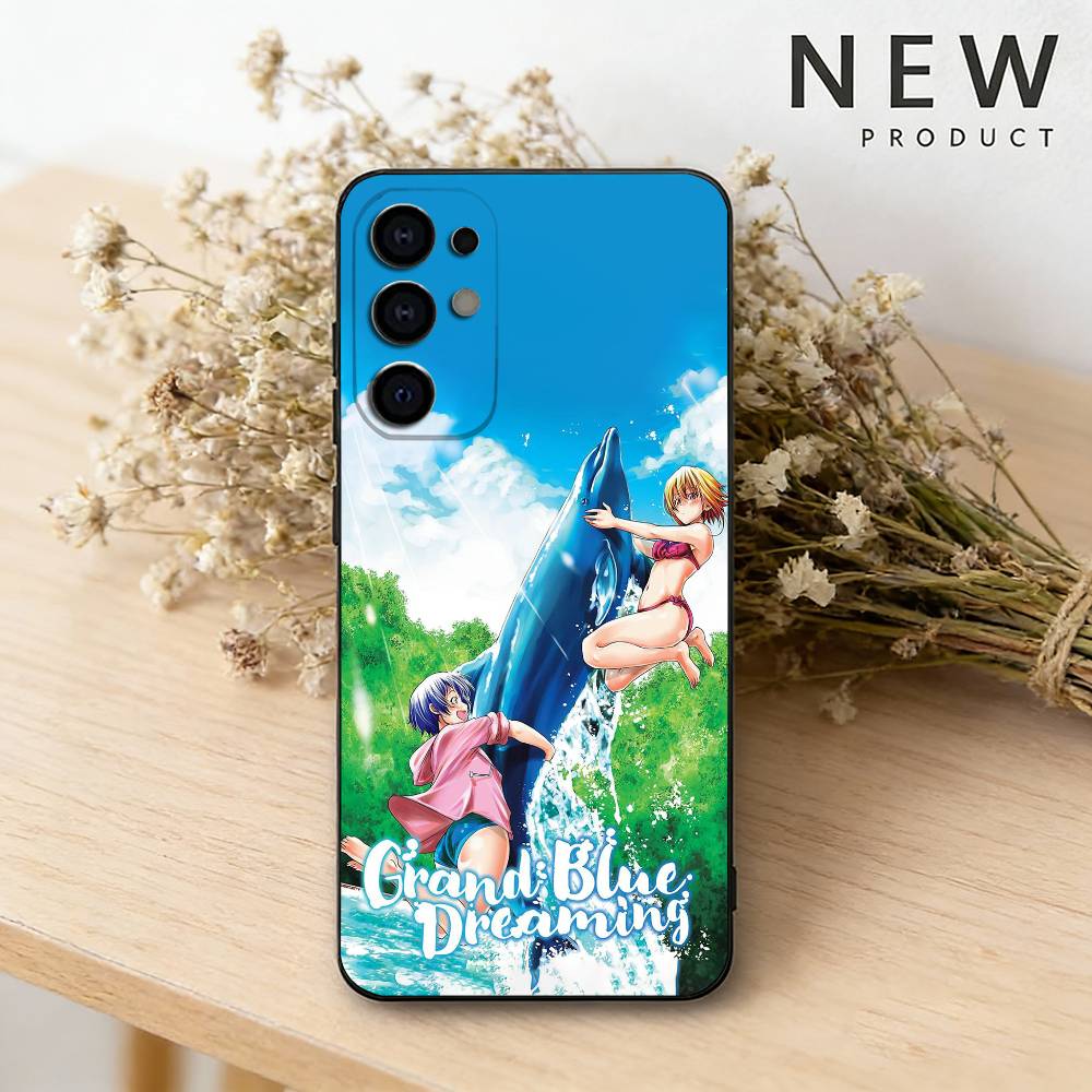 Anime Grand B-Blue Dreaming Handyhülle Für Samsung S26,25,24,23,22,30,21,10,9,Ultra,Plus,Lite Schwarze Weiche Hülle