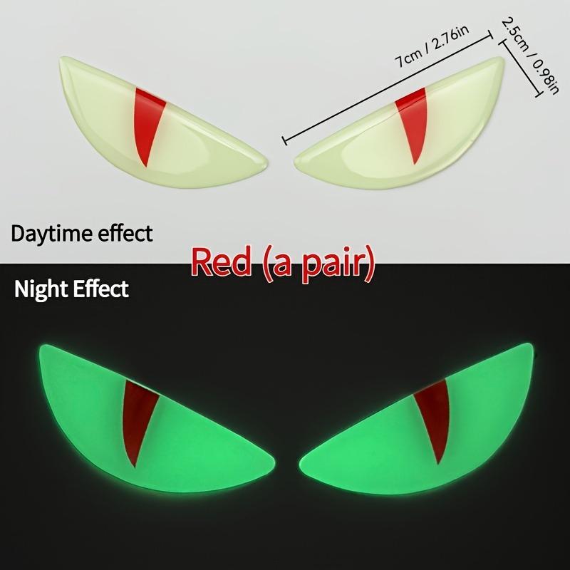Motorcycle Cat Eyes Glow Stickers 2pcs Green Night Luminous Bike Decal 7cm