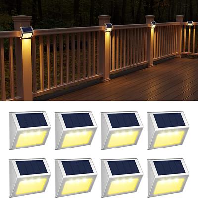 2/4/8Pcs Solar Stainless Steel 3led Staircase Lights Garden Lights Wall Lights Wall Lights Outdoor Fence Lights
