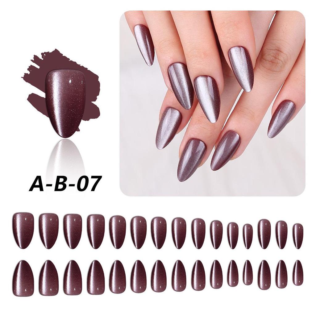 Solid Color Cat Eye Detachable False Nails - Water Drop Style (30 Pieces)