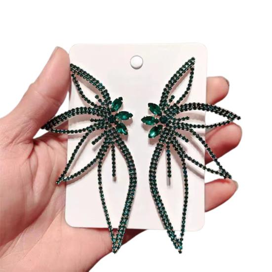 1 Pair Shining Rhinestones Piercing Stud Earrings Exaggerated Flower Shape Lady Earrings Jewelry Accessories