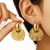 New Exaggerated Shell Shape Pendants Dangle Earrings Gold Color Metal Copper Color Uneven Geometric Statement Women's Earrings