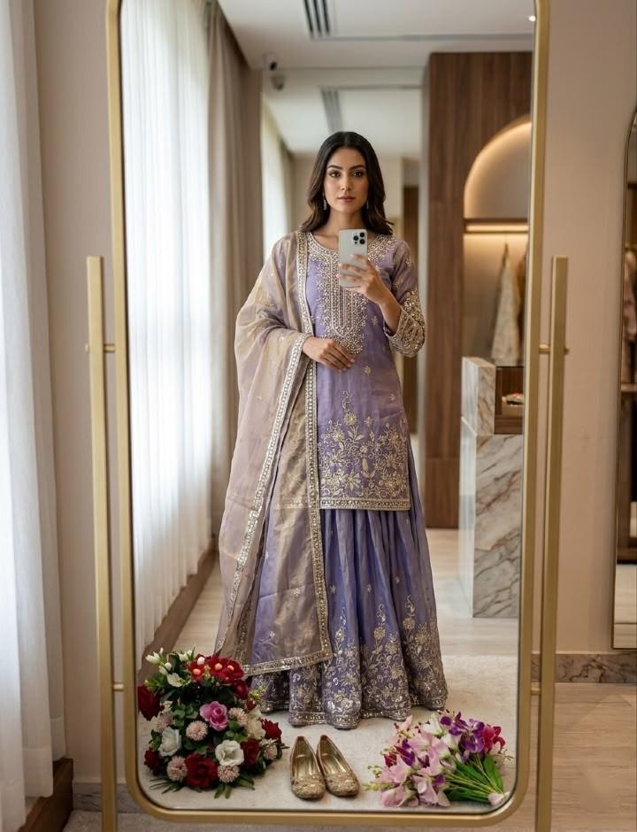 Desigenr Pakistani Sharara Suit Indian Wedding Party Wear Salwar Kameez Dress