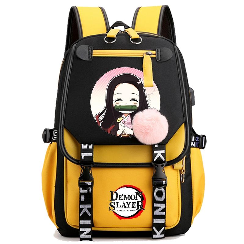 Anime Demon Slayer Backpack for Women Canvas Laptop Bag Back To Schoolbag for Teenager Girl Boy Schoolbag Men Women Travel Bag