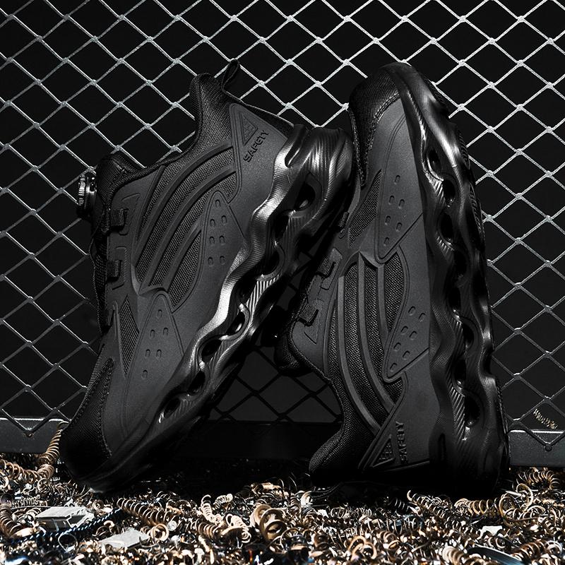 Rotating Button New Safety Shoes Men Anti-smash Anti-puncture Work Shoes Fashion Men Sport Shoes Security Protective Boots Men