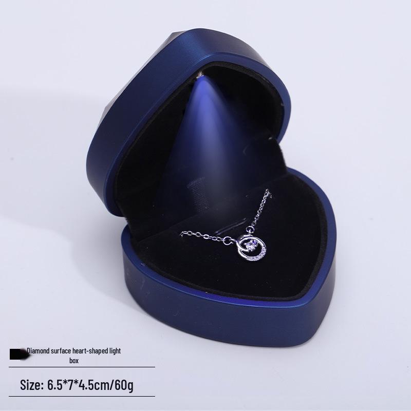 Heart-shaped LED Jewelry Storage Box for Rings, Necklaces, and Pendants
