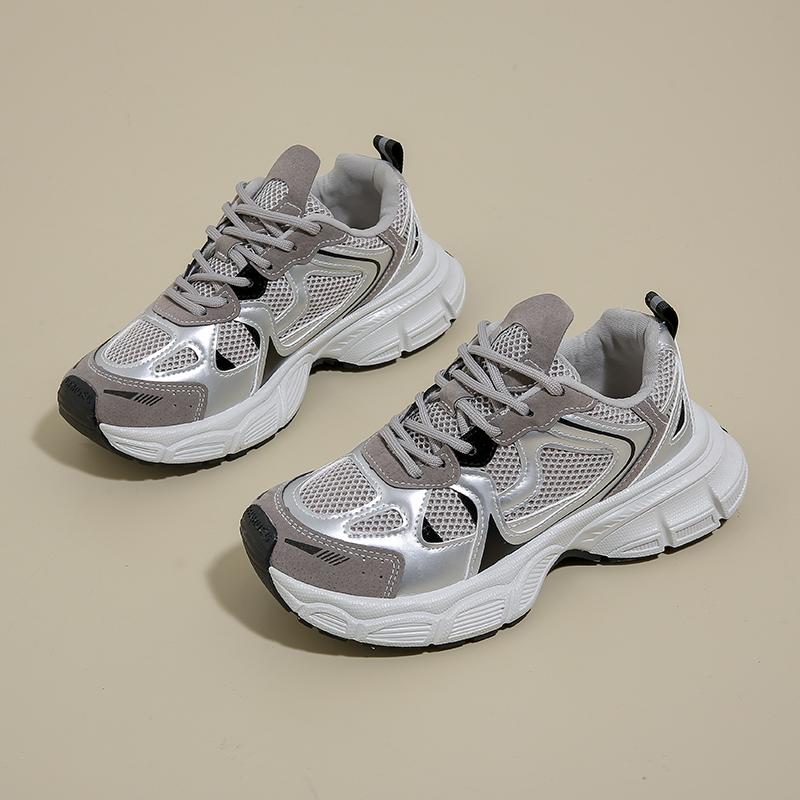 Women'S Summer  Silver Pink Dad Sneakers Breathable Casual Running Oes Lightweight Thi Bot Sports Oes