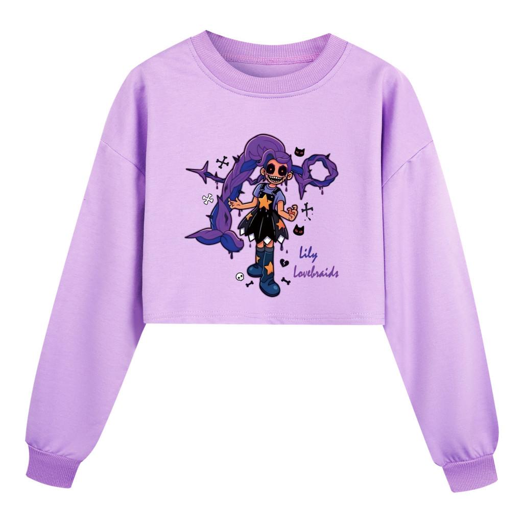 5602 Kids Girls Lily Lovebraids Printed Regular Long Sleeves Short Sweatshirt 110cm фиолетовый
