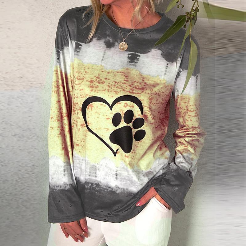 

Женские осенние топы, свободные кошачьи милые когти с принтом, повседневная футболка с длинными рукавами, верхняя блузка 8XL жёлтый