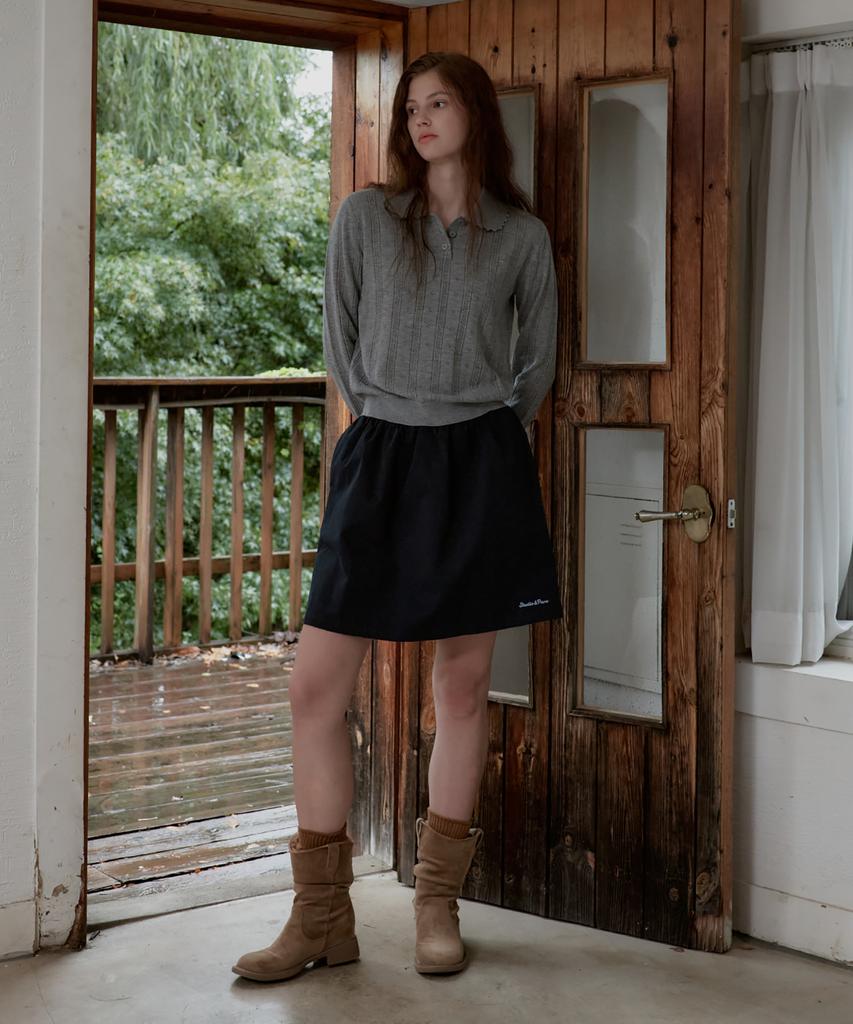 Seutyudioaenpaleukeu Contrast Waist Skirt With Inner Shorts_Navy