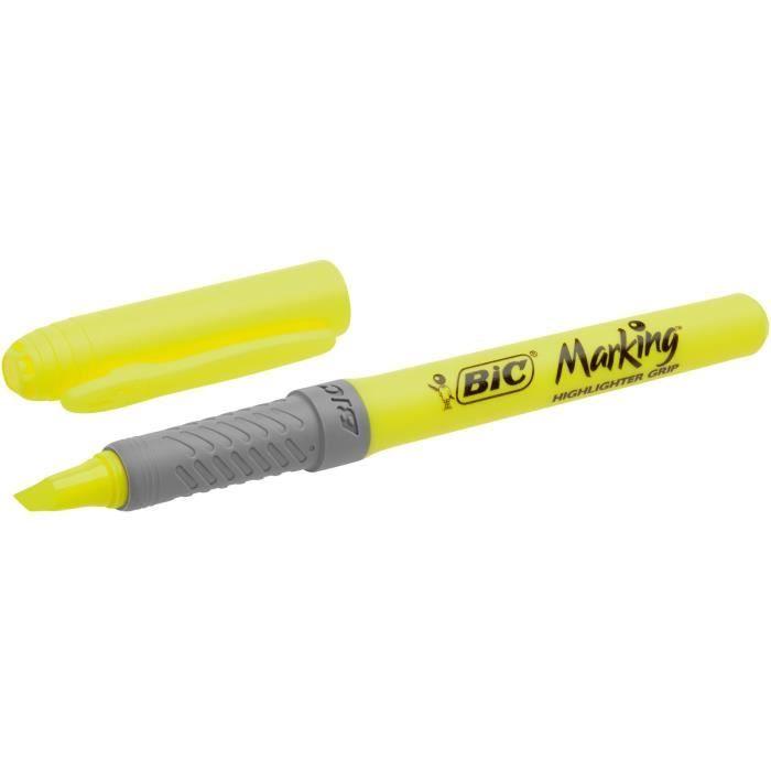 BIC Highlighter Grip Surligneurs Pointe Biseautée - Couleurs Assorties, Blister de 5