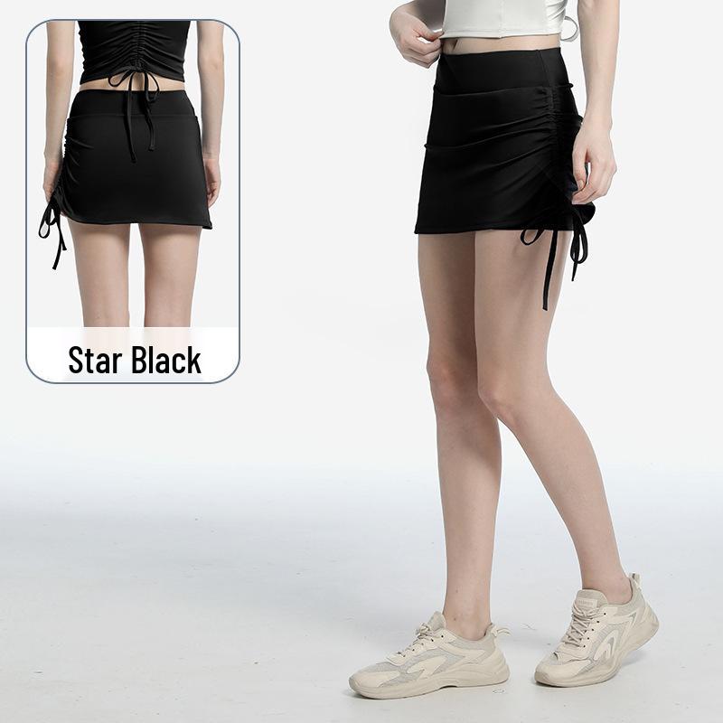 

Женская мини-юбка с высокой талией и сборками, со встроенными шортами для йоги и фитнеса L