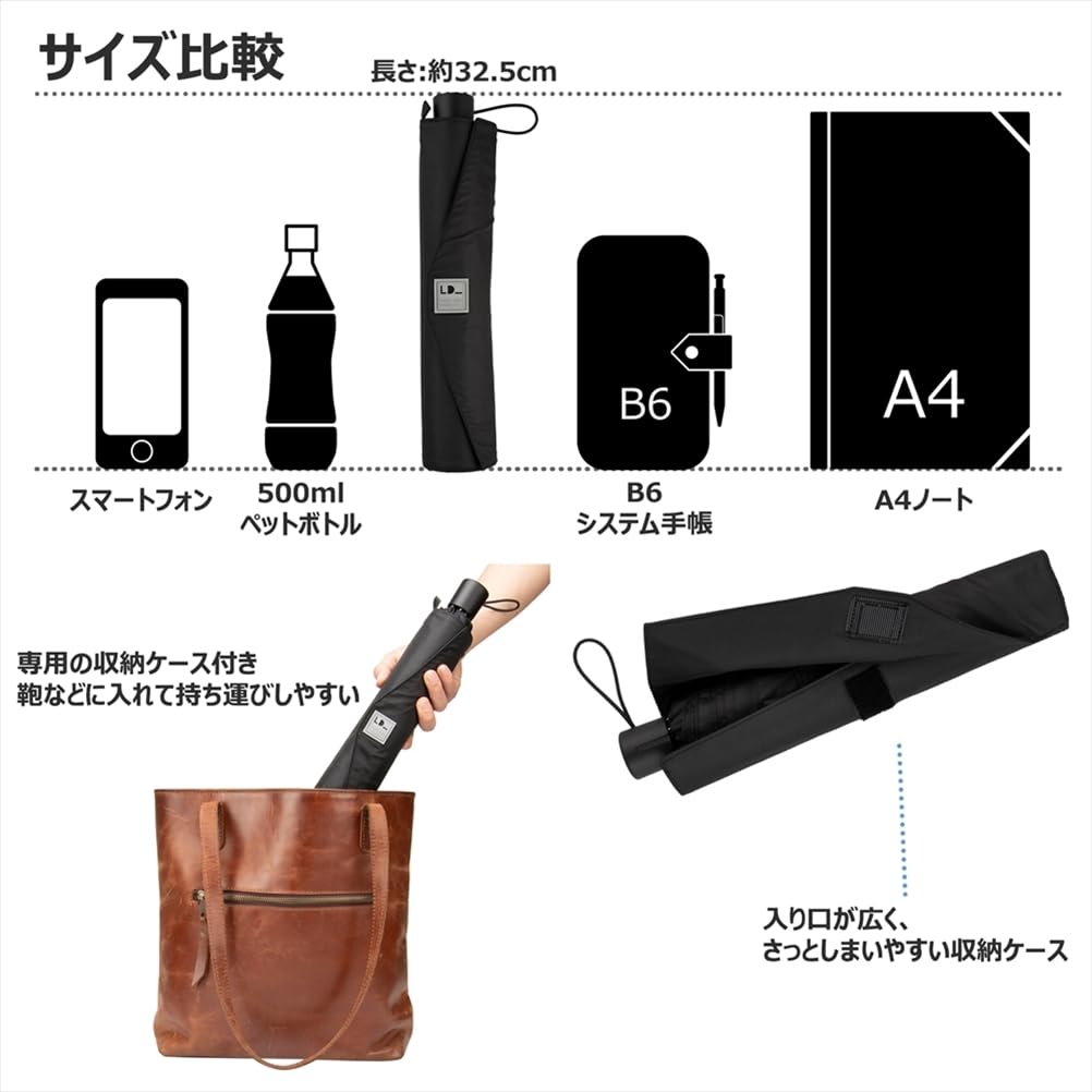 Ogawa Large Size Folding Umbrella for Super Thick Easy To Storage 8 Japanese Brand Gift Item 53366 [Online Exclusive] Men, Navy, Durable,