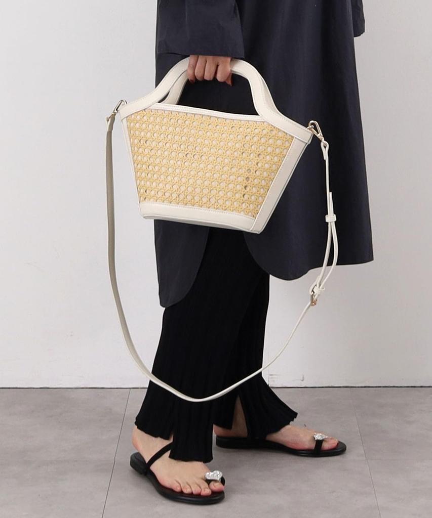 Cuco Bamboo Sheet x Faux Leather Crite 2-Way Tote Bag, 2413111033, Off-White (002)