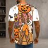 Men Plus Size Round Neck Short Sleeve T Shirt Halloween Panda Ghost Printed Casual Tee