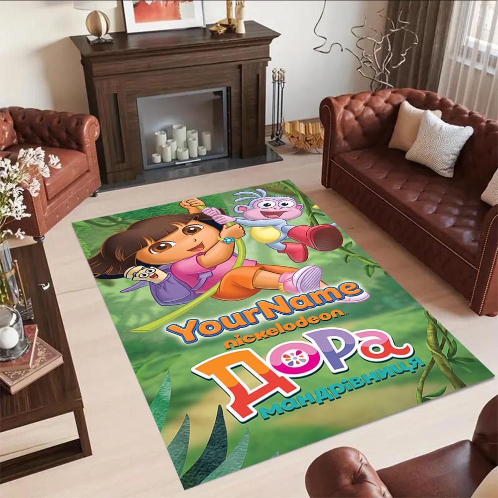 Dora Explorer Customizable Name Floor Rug Office Rug Design for Kitchen Foyer Decorate room Living Rooms Antislip Carpet Anime Office Decor