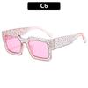 Fashion Large Frame Square Sunglasses, Personalized Versatile And Thin Retro Sunglasses, Women'S Street Photography Glasses With Diamonds