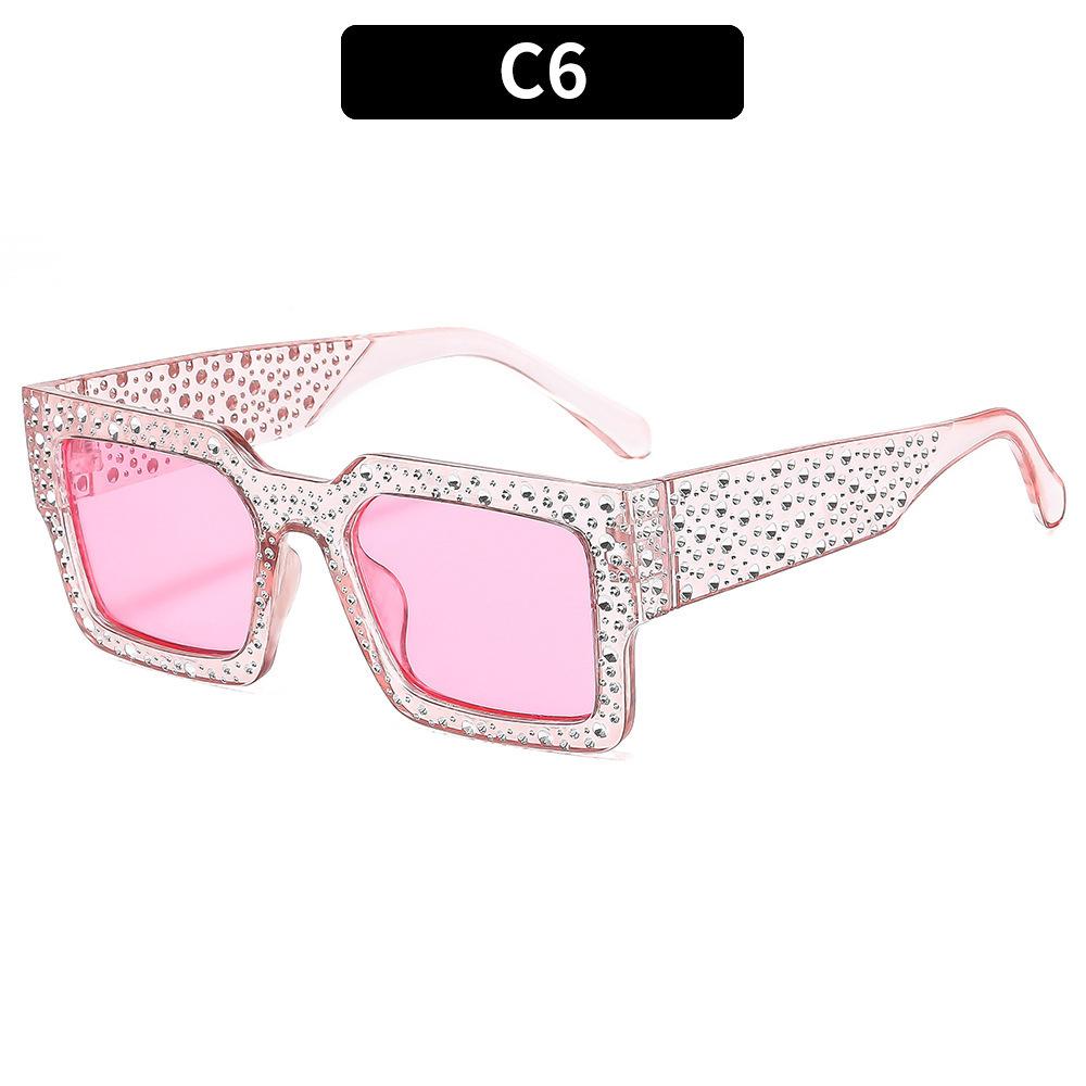 Fashion Large Frame Square Sunglasses, Personalized Versatile And Thin Retro Sunglasses, Women'S Street Photography Glasses With Diamonds