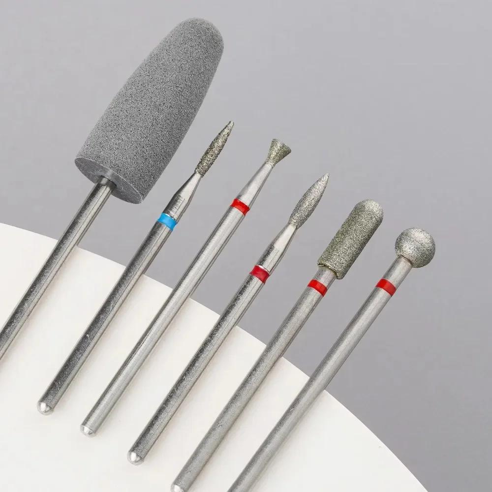 6pcs/set Diamond Sand Nail Files Drill for Removing Acrylic Nail Tools Nail Grinding Head Electric Manicure Set