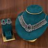 Water Drop Pendant Necklace And Earrings Set With Rhinestones For Women
